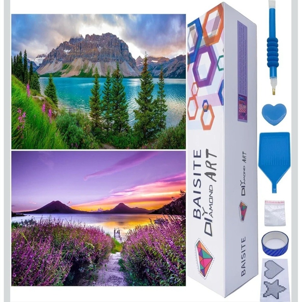 Diamond Art Kits‎ for Adults Beginners,2 Without Frame(16"x12") BSTDPK809-810